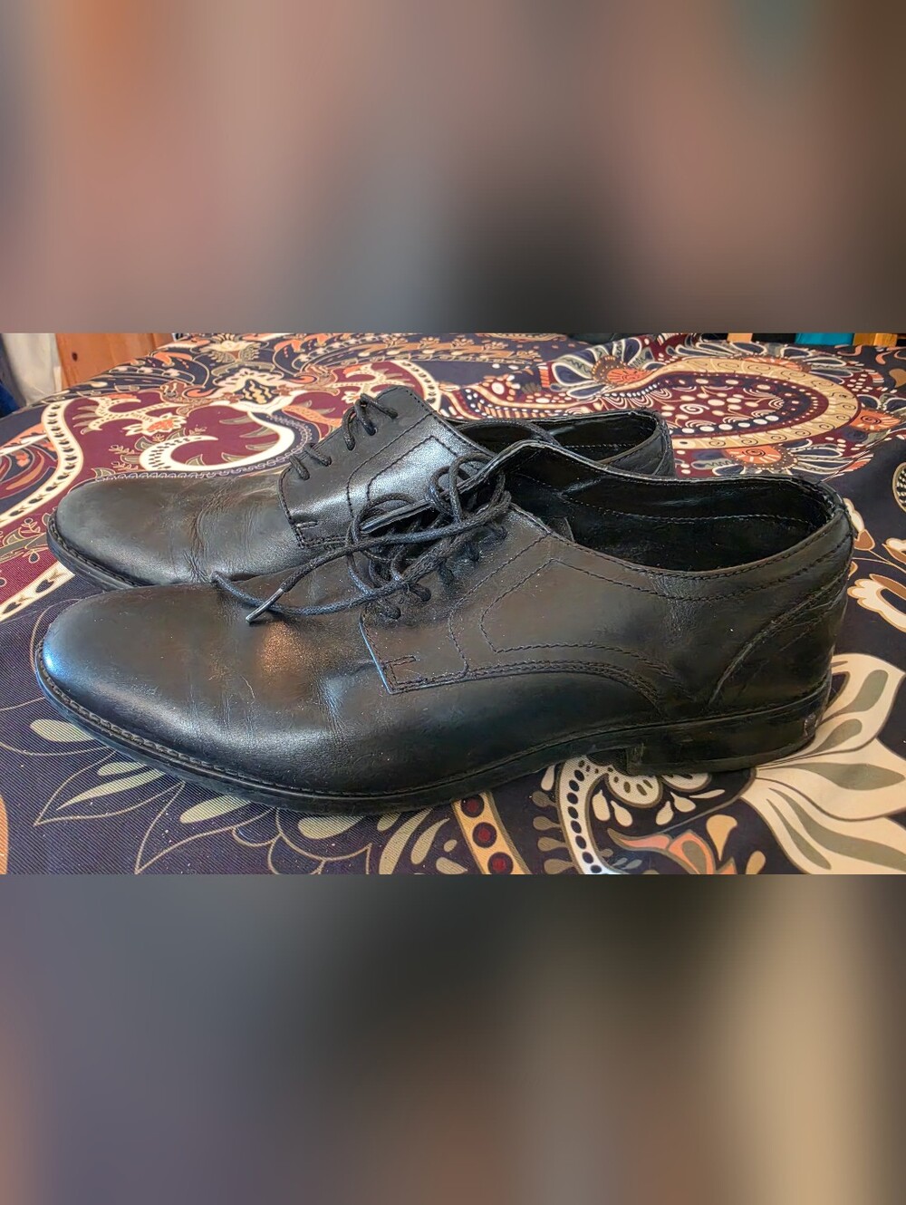 Rockport Black Leather Lace-Up Derby Dress Shoes Mens 10